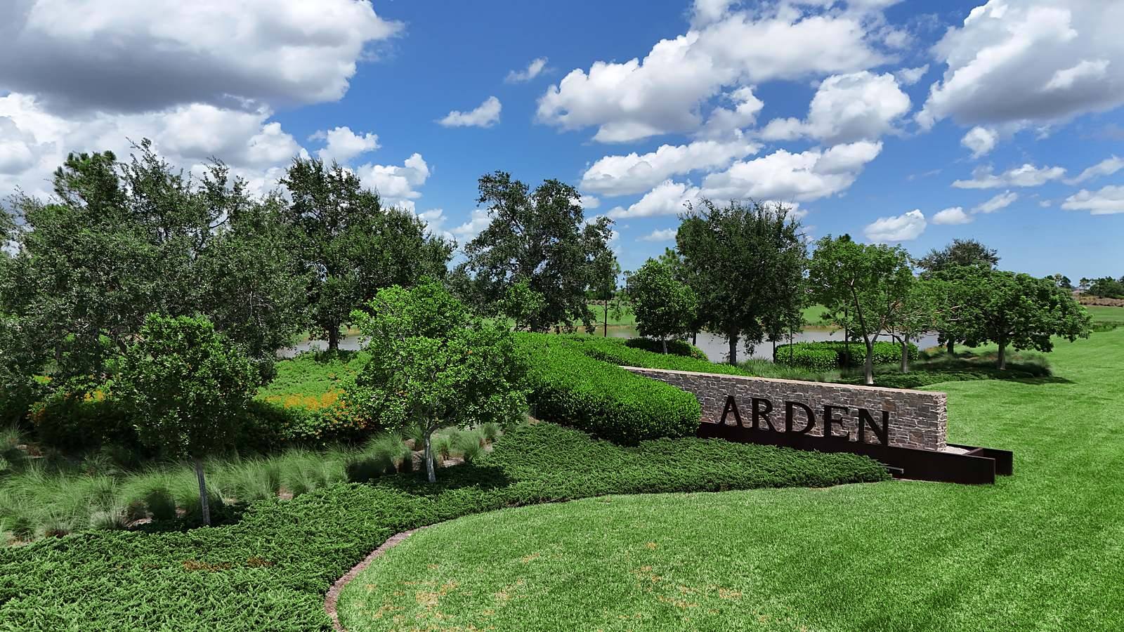 The Arden monument sign with finished entrance planting