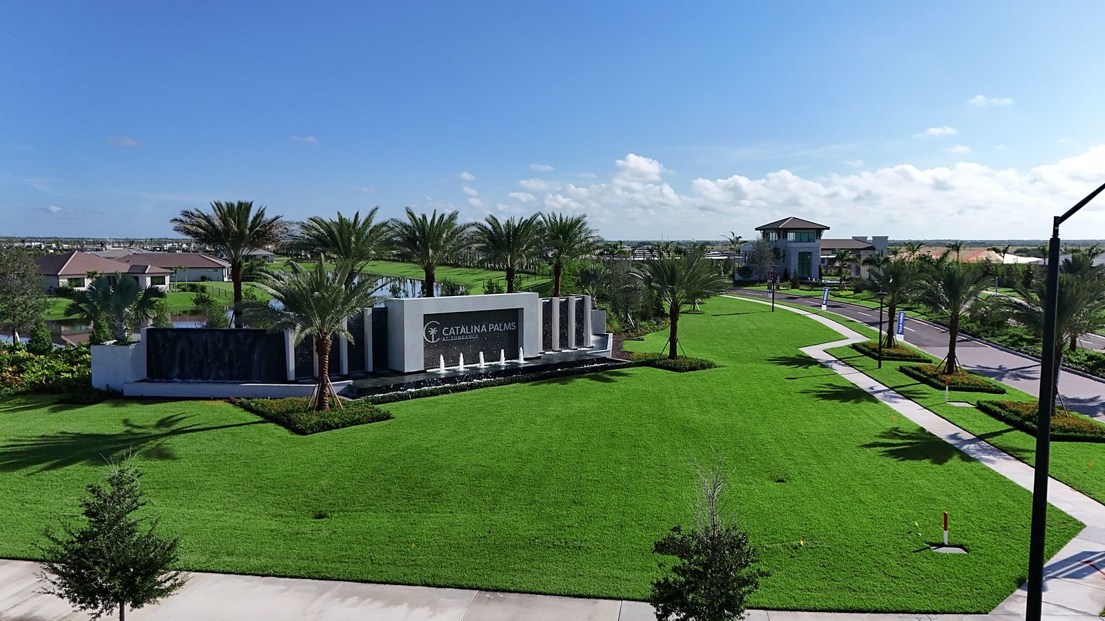 Entrance monument and sales center at Catalina Palms